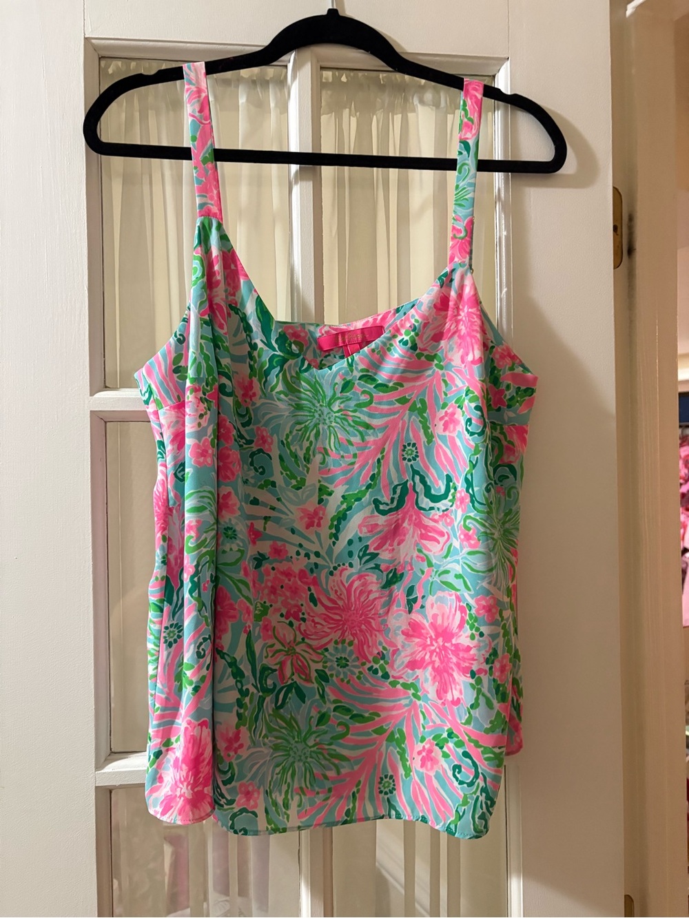 Lilly Pulitzer Pink & Green Floral Print Tank Top - Picture 3 of 5